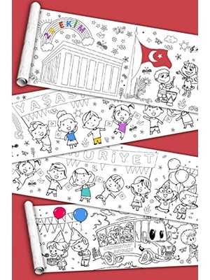 aklow akyoleticaret Genişlik Türk Bayrağı ve Atatürk Temalı Çocuklar Için 45 cm 5 Sinaticaret Cumhuriyet Bayramı Boyama Kağıdı Rulosu Metre Uzunluk