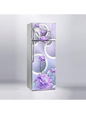aklow akyoleticaret Buzdolabı Sticker Kaplama Etiketi, Mor Çiçekler