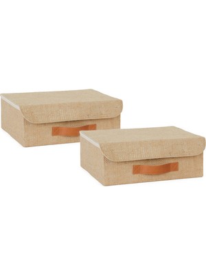 Şanal Ocean Home Textile 2'li Jüt Kapaklı Kutu Set 30 x 23 x 11 cm