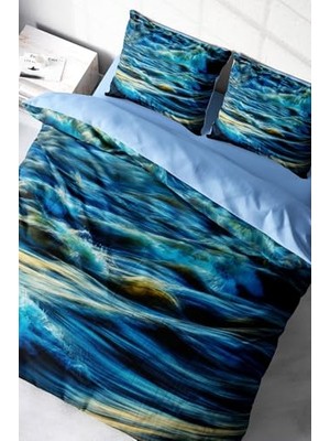 aklow akyoleticaret %100 Pamuk Saten Çift Kişilik Nevresim Takımı Wavy Sea, MONOHOME38175