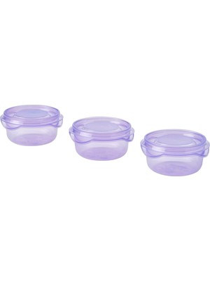 Şanal Plastik Saklama Kabı Seti, Lila, 70 Ml, 3 Parça