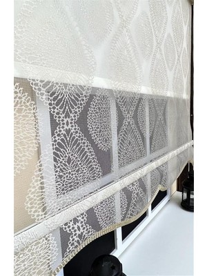 Çift Mekanizmalı Bej Damask Tül & Ekru Stor Perde STB45240-V109