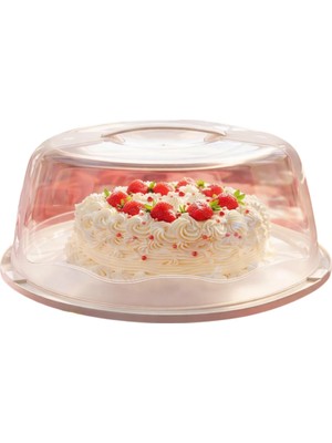 Şanal Büyük Boy, Geçmeli Kilitli, Kapaklı ve Kulplu Yaş Pasta, Kek Taşıyıcı, Yuvarlak Fanus, Bpa Içermeyen Kek Fanusu, Börek, Çörek Saklama Kabı, Cupcake, Turta, Kurabiye Taşıma Kutusu (Krem)