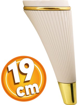 Şanal BADEM10 Iron Lüks Mobilya Kanepe Sehpa Tv Ünitesi Koltuk Ayağı 19 cm Krem Gold Baza Ayak