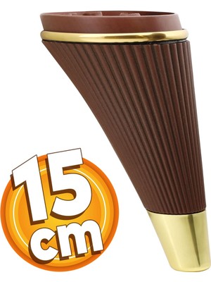 Şanal BADEM10 Iron Lüks Mobilya Kanepe Sehpa Tv Ünitesi Koltuk Ayağı 15 cm Ahşap Desenli Gold Baza Ayak