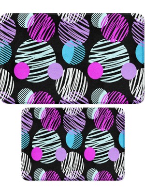 Şanal Sevimli Tasarımlı Mikrofiber 2'li Takım Banyo Paspası, Kaymaz Taban, Makinede Yıkanabilir (40X60_50X80)