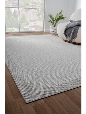 Sisalux 3093 Krem Jüt Tabanlı Modern Dokuma Kilim Sisal Hasır Halı