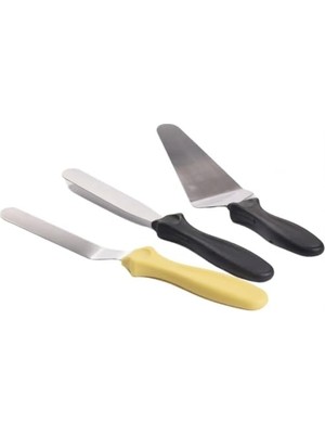 aklow akyoleticaret 3'lü Paslanmaz Çelik ve Plastik Saplı Spatula Seti