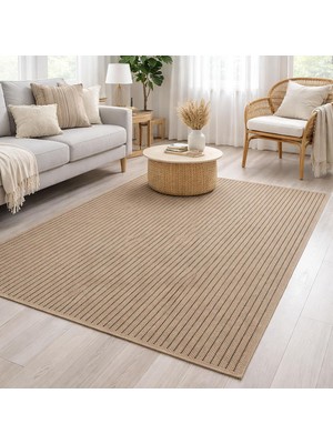 Avanos Modern Kahve Hasır Dokuma Jüt Sisal Kilim Yıkanabilir Balkon Bahçe Mutfak Halı 8042A
