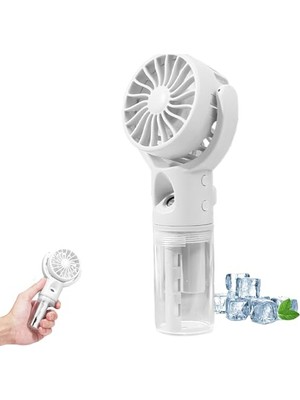 aklow akyoleticaret Fan; Su Sisi Spreyli Taşınabilir El, 4 Hızlı USB Şarj Edilebilir Fanlar, Akülü Soğutma Sisi Fanı, Ofis Dış Mekan Seyahat Kamp Için Kişisel Mini El Tipi Fan (Beyaz)