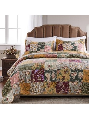 aklow akyoleticaret Patchwork Nevresim Takımı, %100 Pamuk, Patchwork Tasarımı, Çift Kişilik Yatak, Xl, Çok Renkli