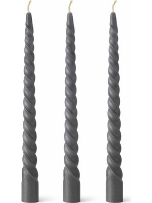 Dekoratif Italyan Burgulu 3'lü Şamdan Mumu (3 Adet 20CM), Spiral MUM,%100 Soya Wax, Kokulu Uzun S