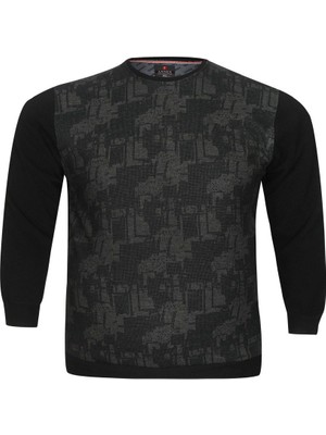 AlanyaXXL Büyük Beden Düz Renk Pamuklu Bisiklet Yaka Erkek Sweat Kazak