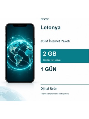 Letonya Esım Internet Paketi Günlük 2 GB 1 Gün