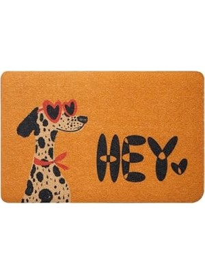 aklow akyoleticaret Cocojoy PJ009A Hey Köpek Desenli Kalın Kaymaz Taban Nem Alıcı Şık Tasarım Kapı Önü Paspası