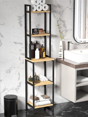 5 Raflı Banyo Düzenleyici Dar Alan Rafı Metal Mutfak Rafı Banyo Dolabı Çok Amaçlı Organizer