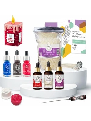 aklow akyoleticaret Soya Wax Mum Yapma Seti, Hammadde, Boya, Esans, Fitil ve Kalıp Ile, Başlangıç Kitapçığı Içerir