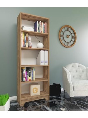 aklow akyoleticaret Nur Mobilya Eylül 5 Raflı Kitaplık, Atlantikçam, 170X60X20 cm