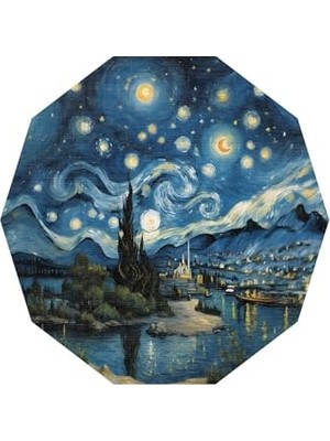 aklow akyoleticaret Gogh Şönil Oyuncu Odası Halısı Kaymayı Önleyici Pamuk Tabanlı Yıkanabilir Asimetrik Gamer, Gaming Halısı 120X120