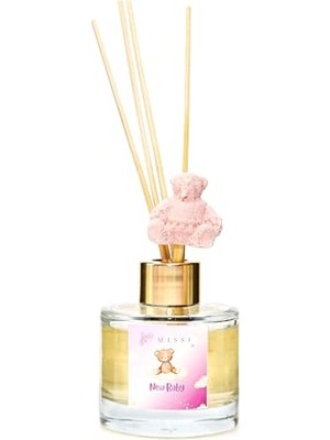 aklow akyoleticaret New Baby Oda Kokusu, 100 ml Pembe Ayıcık Seramik Taşlı Bambu Çubuklu