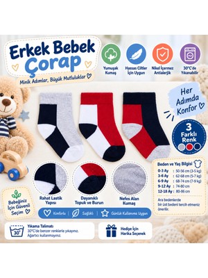 NW NessiWorld Assn Erkek Bebek Çorap USB2202 Gri Melanj (Adet Fiyatıdır)