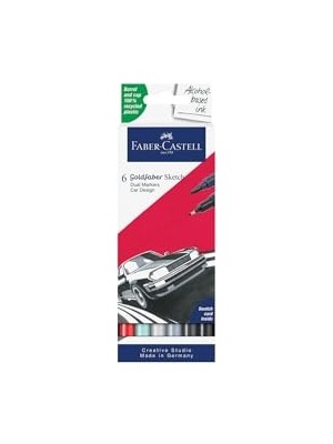 aklow akyoleticaret Goldfaber Sketch Araba Tasarım Markör Seti, 6'lı, Çift Uçlu, 0.6 mm Fineliner Uç, Kalıcı Mürekkep, Alkol Bazlı, Geri Dönüşümlü Gövde
