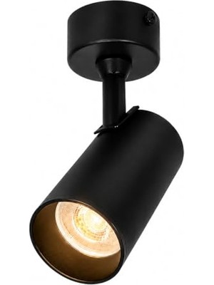 aklow akyoleticaret GU10 Duylu Siyah Aplik Spot – 4,5W 3000K Günışığı Ampul Dahil, Ayarlanabilir Başlık, Duvar ve Tavan Spot Armatür 220V Elektrik Bağlantısı Gerekir, (Pilli/şarjlı Değildir)