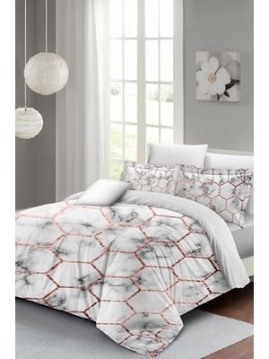 aklow akyoleticaret Çift Kişilik Nevresim Takımı Özel Dokuma Pamuk Saten 3D Digital Marble Geo, MONOHOME2662HF