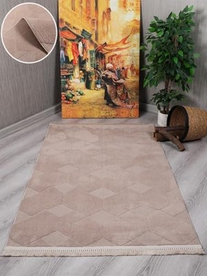 aklow akyoleticaret Modern Dekoratif Lara Dokuma Salon, Oturma Odası, Balkon, Mutfak ve Koridor Halısı Yolluk 9400C Vizon 160 x 230