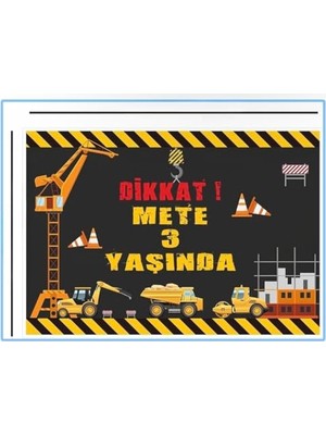 aklow akyoleticaret Inşaat Temalı Kişiye Özel Doğum Günü Afişi, Vinil Branda, 100X150 cm