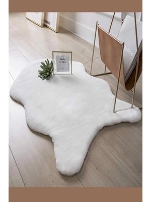 aklow akyoleticaret Beyaz Peluş Post Halı 80 x 120, Kalın ve Yumuşak