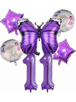 aklow akyoleticaret 11 Yaş Mor Kelebek Temalı Doğum Günü Balon Seti, Psmorkelebekbalon