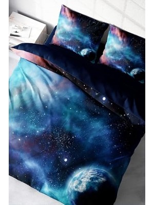 aklow akyoleticaret Çift Kişilik Nevresim Takımı Özel Dokuma Pamuk Saten 3D Digital Star Night, MONOHOME3381