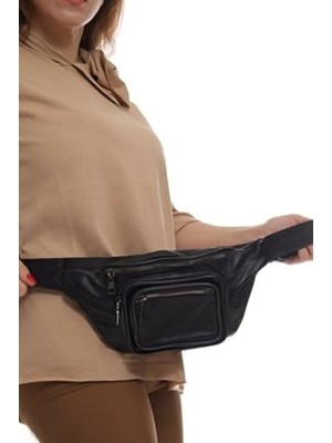 aklow akyoleticaret Bel Çantası, Kadın Siyah Hakiki Deri Freebag Çapraz Siyah
