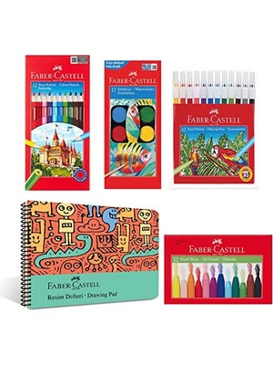 aklow akyoleticaret Boyama Seti ve Resim Defteri, 25X35 Cm, Keçeli Kalem ve 30 Yaprak Defter, Çocuklar Için Yaratıcı Eğlence, 12 Renk Suluboya, Boya Kalemi, Pastel Boya