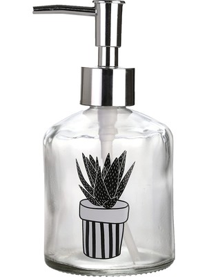 Şanal Cam Sıvı Sabunluk,kaktüs 1 Desen 300ML 7,6X15,5CM
