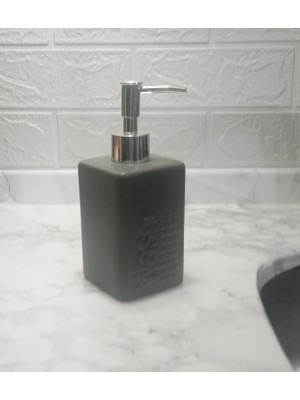 Şanal Seramik Sıvı Sabunluk Koyu Bej Modern 7X7X17CM 300ML Banyo Seti