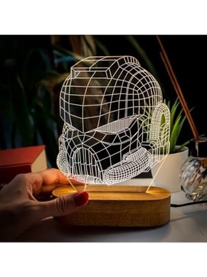 aklow akyoleticaret Maske Tasarımlı 3 Boyutlu Optik Illüzyon Gece Lambası