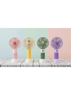 aklow akyoleticaret Şarjlı El Fanı, Masaüstü Sessiz Fan, Standlı 3 Kademeli, Karışık Renk, Taşınabilir Mini Vantilatör, ve Telefon Tutucu, Soğutucu Mini Vantilatör