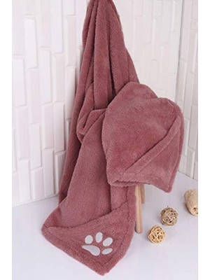 aklow akyoleticaret Evcil Hayvan Kedi/köpek Cepli Kurulama Havlusu Pati Nakışlı Gül Kurusu