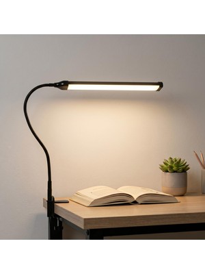 Şanal Coverzone LED Masa Lambası – 12W USB Güç Girişli, Esnek Kol, Klipsli Tasarım, 3 Renk Sıcaklığı (2800K/4200K/6000K), Kısılabilir Dimmer Anahtarlı | Siyah 555