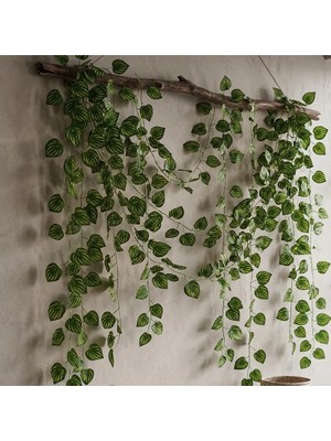 Şanal Dekonivia Yapay Sarmaşık Yaprak 12 Adet 230 Cm, Doğal Görünümlü Karpuz Desenli Dekoratif Yapay Bitki, Iç ve Dış Mekan Ev Dekoru, Bahçe, Balkon, Doğalgaz Borusu Süsü, Peyzaj ve Organizasyon Dekorasyonu