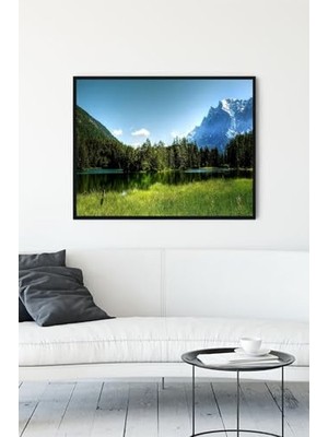 aklow akyoleticaret Yeşil Doğa Manzara Çerçeveli Tablo PSTER10782 (40X50 Cm)