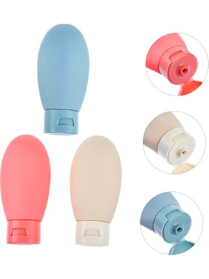 Şanal Kyrotech 3’lü Seyahat Tipi Doldurulabilir Şişe Seti – 60 ml Boş Krem ve Şampuan Kabı, Sızdırmaz Kapaklı, Taşıma Çantalı, Kozmetik, Losyon ve Jel Için Uygun