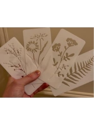 aklow akyoleticaret Duvar Dolgusu Çiçek Şablonu Seti, 8X15 Cm, Beyaz, Biyoplastik