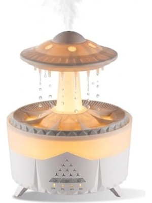 aklow akyoleticaret Ufo Tasarımlı Hava Nemlendirici ve Aroma Difüzör, Atmosfer Aydınlatmalı, Zamanlayıcılı, 145X189 mm