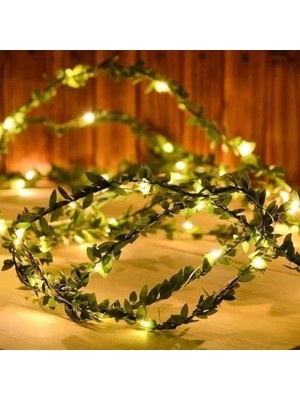aklow akyoleticaret Yaprak Dekorlu 3 Metre Peri LED Pilli Işık Yılbaşı Süsü Günışığı Aydınlatma