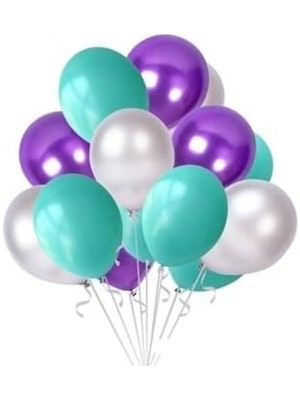 aklow akyoleticaret 12" Inç Metalik Mor Gri Pastel Mint Yeşili Balon 25 Adet