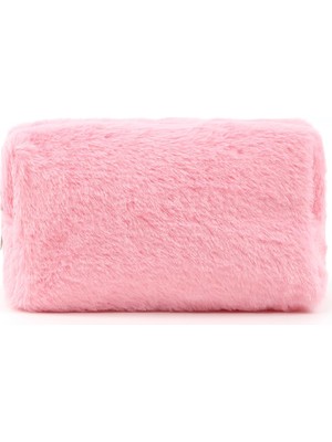 Şanal Shaka Pembe SHK244 Peluş Kumaş Fermuarlı Tek Bölmeli Seyahat ve Makyaj Çantası,pembe