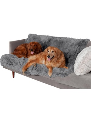 Şanal Furhaven Köpekler ve Iç Mekan Kedileri Için Su Geçirmez Battaniye, Yıkanabilir - Tüylü Peluş Sakinleştirici Uzun Suni Kürk ve Kadife Köpek Battaniyesi - Gri, Ekstra Büyük/xl